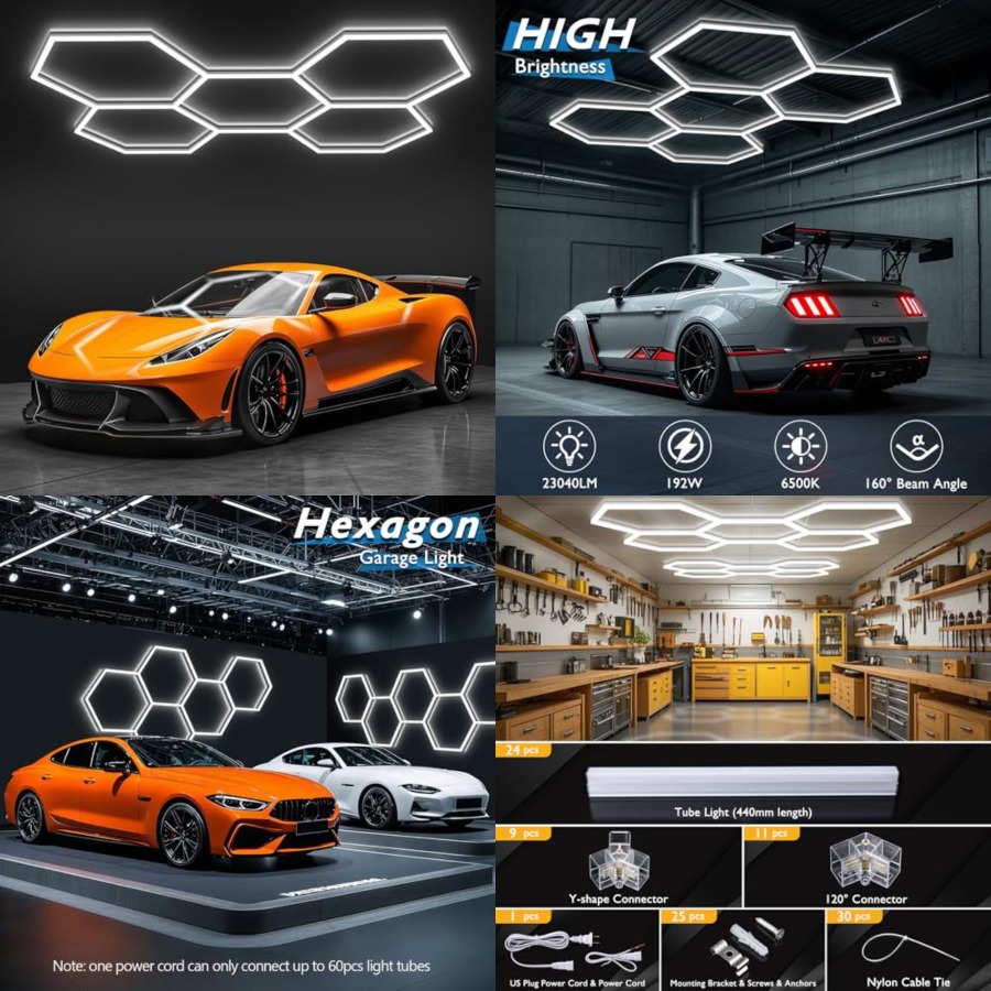 Car Led Light - Светодиодные потолочные светильники Hexagon Garage Lights,